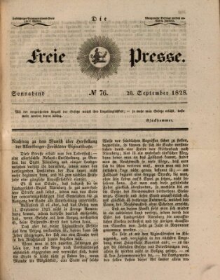 Die freie Presse Samstag 20. September 1828