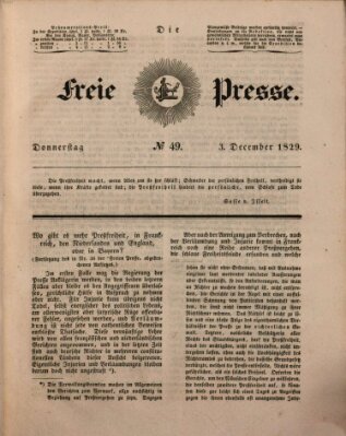 Die freie Presse Donnerstag 3. Dezember 1829