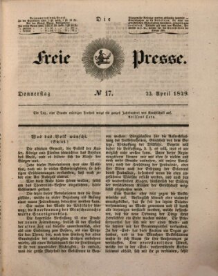 Die freie Presse Donnerstag 23. April 1829