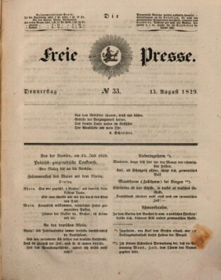 Die freie Presse Donnerstag 13. August 1829