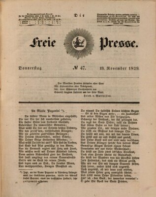 Die freie Presse Donnerstag 19. November 1829