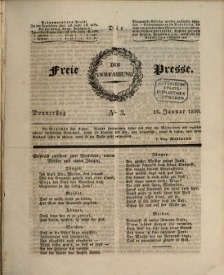 Die freie Presse Donnerstag 14. Januar 1830