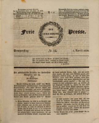 Die freie Presse Donnerstag 1. April 1830