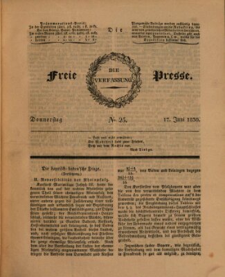 Die freie Presse Donnerstag 17. Juni 1830