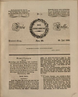 Die freie Presse Donnerstag 22. Juli 1830