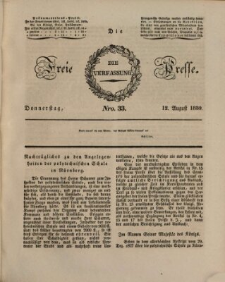 Die freie Presse Donnerstag 12. August 1830