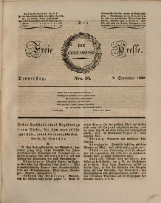 Die freie Presse Donnerstag 2. September 1830