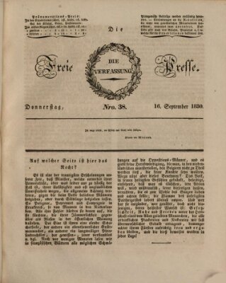 Die freie Presse Donnerstag 16. September 1830