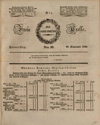 Die freie Presse Donnerstag 23. September 1830