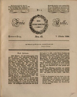 Die freie Presse Donnerstag 7. Oktober 1830