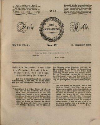 Die freie Presse Donnerstag 18. November 1830