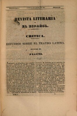 El Español. Revista literaria (El Español) Montag 18. Januar 1847