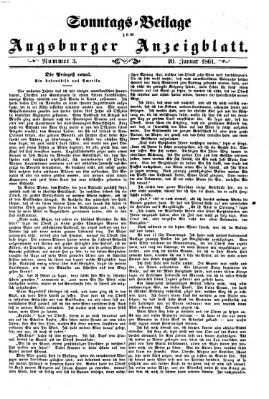 Augsburger Anzeigeblatt. Sonntags-Beilage zum Augsburger Anzeigblatt (Augsburger Anzeigeblatt) Sonntag 20. Januar 1861