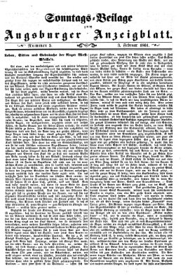 Augsburger Anzeigeblatt. Sonntags-Beilage zum Augsburger Anzeigblatt (Augsburger Anzeigeblatt) Sonntag 3. Februar 1861