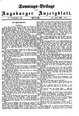 Augsburger Anzeigeblatt. Sonntags-Beilage zum Augsburger Anzeigblatt (Augsburger Anzeigeblatt) Sonntag 14. Juli 1861