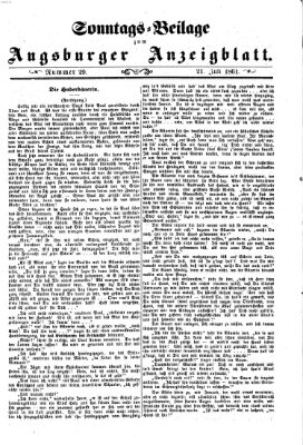 Augsburger Anzeigeblatt. Sonntags-Beilage zum Augsburger Anzeigblatt (Augsburger Anzeigeblatt) Sonntag 21. Juli 1861