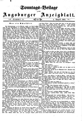 Augsburger Anzeigeblatt. Sonntags-Beilage zum Augsburger Anzeigblatt (Augsburger Anzeigeblatt) Sonntag 4. August 1861