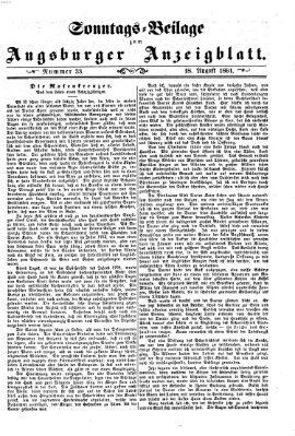 Augsburger Anzeigeblatt. Sonntags-Beilage zum Augsburger Anzeigblatt (Augsburger Anzeigeblatt) Sonntag 18. August 1861
