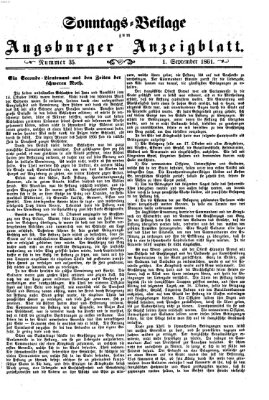 Augsburger Anzeigeblatt. Sonntags-Beilage zum Augsburger Anzeigblatt (Augsburger Anzeigeblatt) Sonntag 1. September 1861