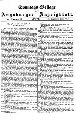 Augsburger Anzeigeblatt. Sonntags-Beilage zum Augsburger Anzeigblatt (Augsburger Anzeigeblatt) Sonntag 15. September 1861