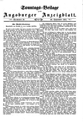 Augsburger Anzeigeblatt. Sonntags-Beilage zum Augsburger Anzeigblatt (Augsburger Anzeigeblatt) Sonntag 29. September 1861