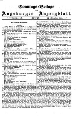 Augsburger Anzeigeblatt. Sonntags-Beilage zum Augsburger Anzeigblatt (Augsburger Anzeigeblatt) Sonntag 24. November 1861