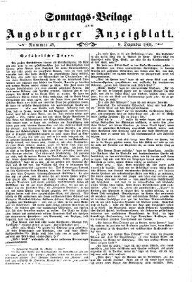 Augsburger Anzeigeblatt. Sonntags-Beilage zum Augsburger Anzeigblatt (Augsburger Anzeigeblatt) Sonntag 8. Dezember 1861