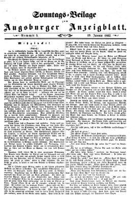 Augsburger Anzeigeblatt. Sonntags-Beilage zum Augsburger Anzeigblatt (Augsburger Anzeigeblatt) Sonntag 19. Januar 1862