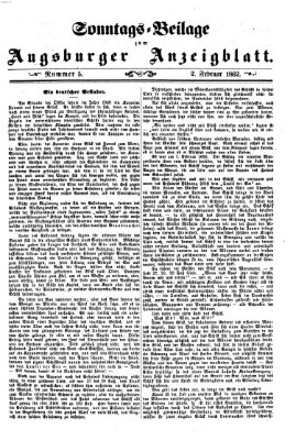 Augsburger Anzeigeblatt. Sonntags-Beilage zum Augsburger Anzeigblatt (Augsburger Anzeigeblatt) Sonntag 2. Februar 1862