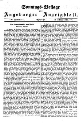 Augsburger Anzeigeblatt. Sonntags-Beilage zum Augsburger Anzeigblatt (Augsburger Anzeigeblatt) Sonntag 16. Februar 1862