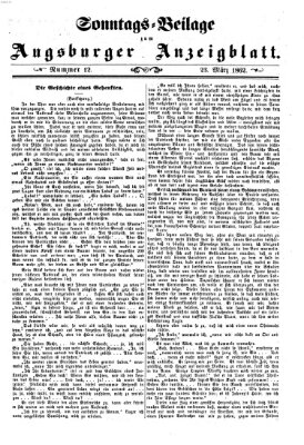 Augsburger Anzeigeblatt. Sonntags-Beilage zum Augsburger Anzeigblatt (Augsburger Anzeigeblatt) Sonntag 23. März 1862