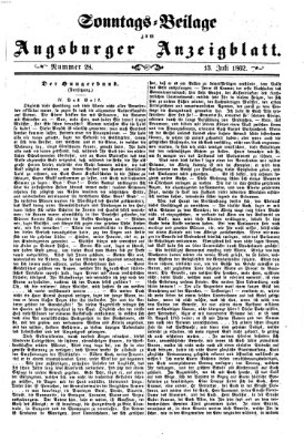 Augsburger Anzeigeblatt. Sonntags-Beilage zum Augsburger Anzeigblatt (Augsburger Anzeigeblatt) Sonntag 13. Juli 1862