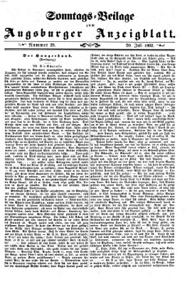 Augsburger Anzeigeblatt. Sonntags-Beilage zum Augsburger Anzeigblatt (Augsburger Anzeigeblatt) Sonntag 20. Juli 1862