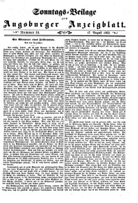 Augsburger Anzeigeblatt. Sonntags-Beilage zum Augsburger Anzeigblatt (Augsburger Anzeigeblatt) Sonntag 17. August 1862