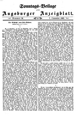 Augsburger Anzeigeblatt. Sonntags-Beilage zum Augsburger Anzeigblatt (Augsburger Anzeigeblatt) Sonntag 7. September 1862