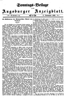 Augsburger Anzeigeblatt. Sonntags-Beilage zum Augsburger Anzeigblatt (Augsburger Anzeigeblatt) Sonntag 2. November 1862