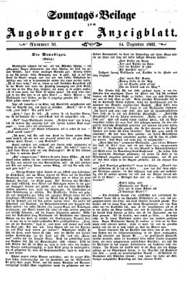 Augsburger Anzeigeblatt. Sonntags-Beilage zum Augsburger Anzeigblatt (Augsburger Anzeigeblatt) Sonntag 14. Dezember 1862