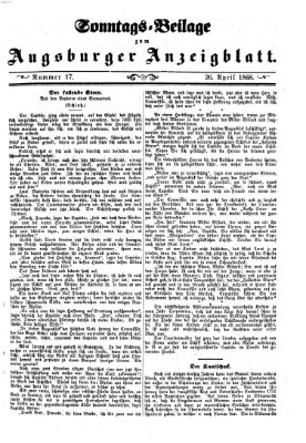 Augsburger Anzeigeblatt. Sonntags-Beilage zum Augsburger Anzeigblatt (Augsburger Anzeigeblatt) Sonntag 26. April 1868