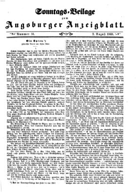 Augsburger Anzeigeblatt. Sonntags-Beilage zum Augsburger Anzeigblatt (Augsburger Anzeigeblatt) Sonntag 2. August 1868