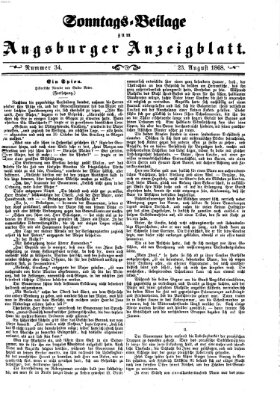 Augsburger Anzeigeblatt. Sonntags-Beilage zum Augsburger Anzeigblatt (Augsburger Anzeigeblatt) Sonntag 23. August 1868