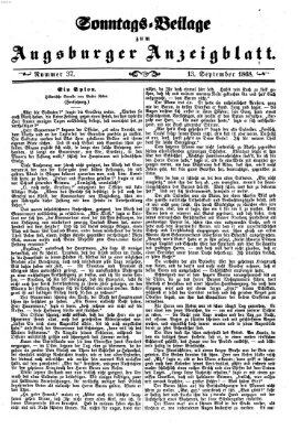 Augsburger Anzeigeblatt. Sonntags-Beilage zum Augsburger Anzeigblatt (Augsburger Anzeigeblatt) Sonntag 13. September 1868