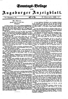 Augsburger Anzeigeblatt. Sonntags-Beilage zum Augsburger Anzeigblatt (Augsburger Anzeigeblatt) Sonntag 27. September 1868