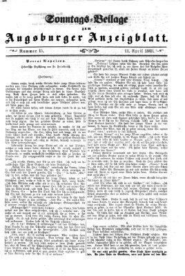 Augsburger Anzeigeblatt. Sonntags-Beilage zum Augsburger Anzeigblatt (Augsburger Anzeigeblatt) Sonntag 11. April 1869