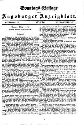 Augsburger Anzeigeblatt. Sonntags-Beilage zum Augsburger Anzeigblatt (Augsburger Anzeigeblatt) Sonntag 18. April 1869