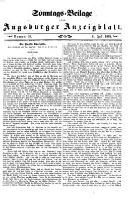 Augsburger Anzeigeblatt. Sonntags-Beilage zum Augsburger Anzeigblatt (Augsburger Anzeigeblatt) Sonntag 11. Juli 1869