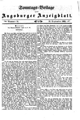 Augsburger Anzeigeblatt. Sonntags-Beilage zum Augsburger Anzeigblatt (Augsburger Anzeigeblatt) Sonntag 19. September 1869