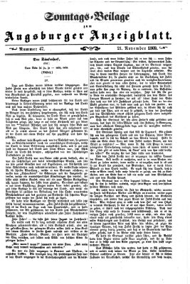 Augsburger Anzeigeblatt. Sonntags-Beilage zum Augsburger Anzeigblatt (Augsburger Anzeigeblatt) Sonntag 21. November 1869