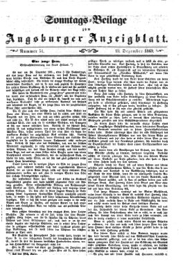 Augsburger Anzeigeblatt. Sonntags-Beilage zum Augsburger Anzeigblatt (Augsburger Anzeigeblatt) Sonntag 19. Dezember 1869