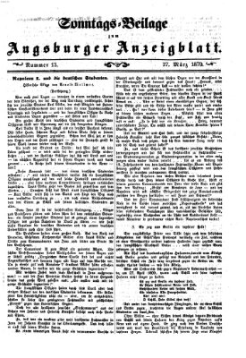 Augsburger Anzeigeblatt. Sonntags-Beilage zum Augsburger Anzeigblatt (Augsburger Anzeigeblatt) Sonntag 27. März 1870