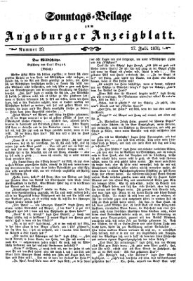 Augsburger Anzeigeblatt. Sonntags-Beilage zum Augsburger Anzeigblatt (Augsburger Anzeigeblatt) Sonntag 17. Juli 1870